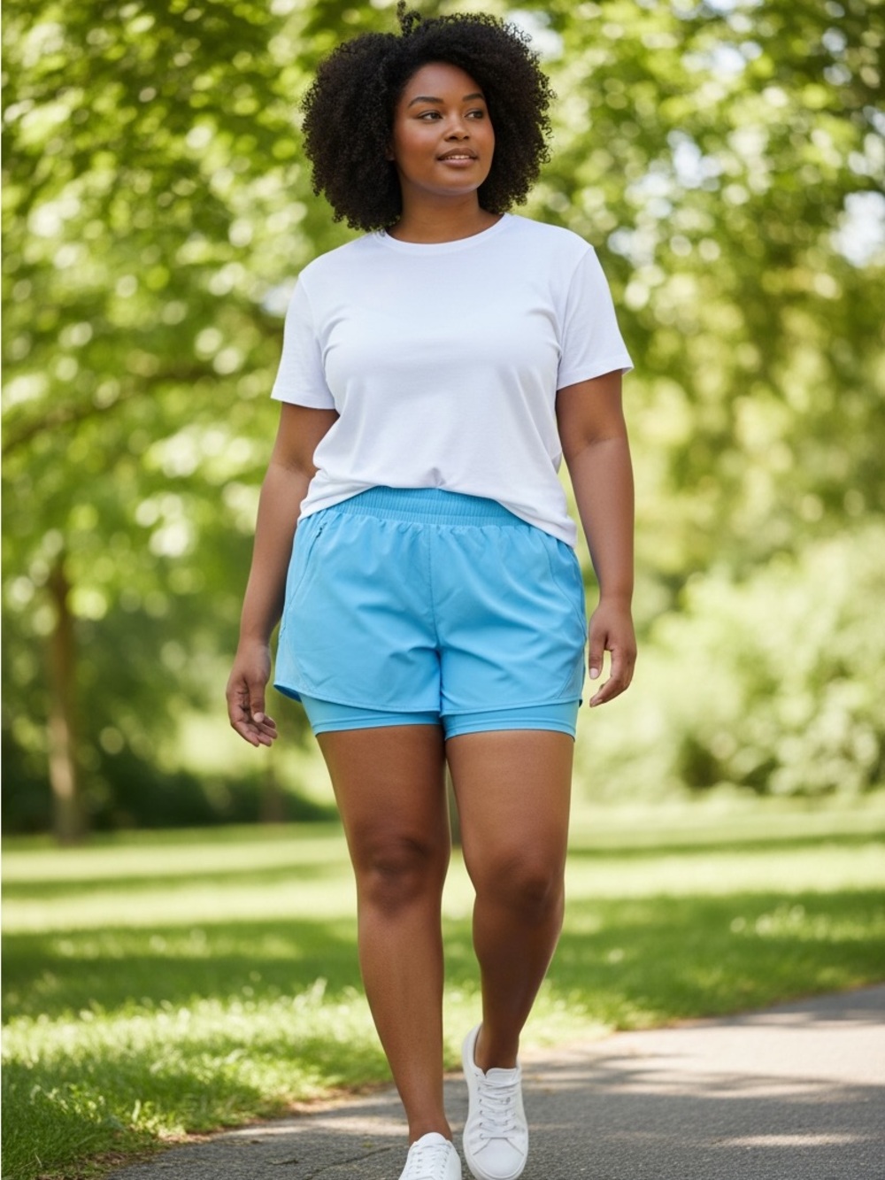 NWT ALL IN MOTION Women's Light Blue Athletic Shorts size xxl